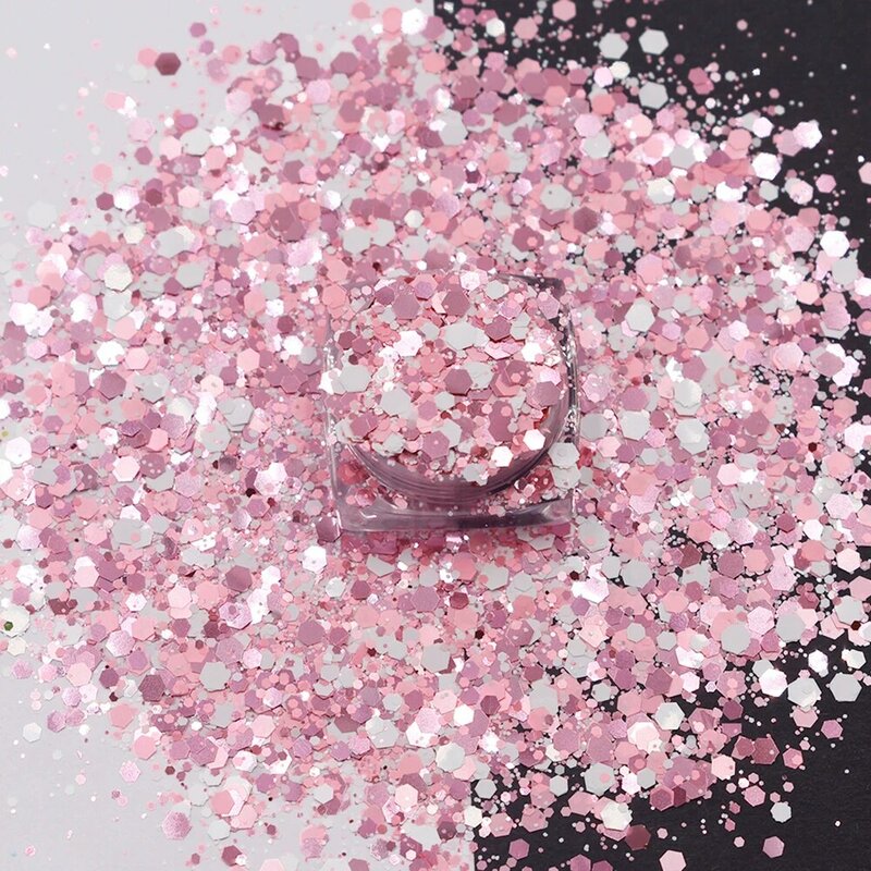 New 10g/Bag Silver Chunky Glitter Fine Glitter Mix Holographic Glitter Face Body Hair Nail Art Resin Craft Nail Accessories