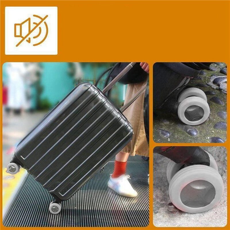 Pelindung roda silikon untuk bagasi mengurangi kebisingan casing troli Silent Caster lengan koper Travel bagian koper