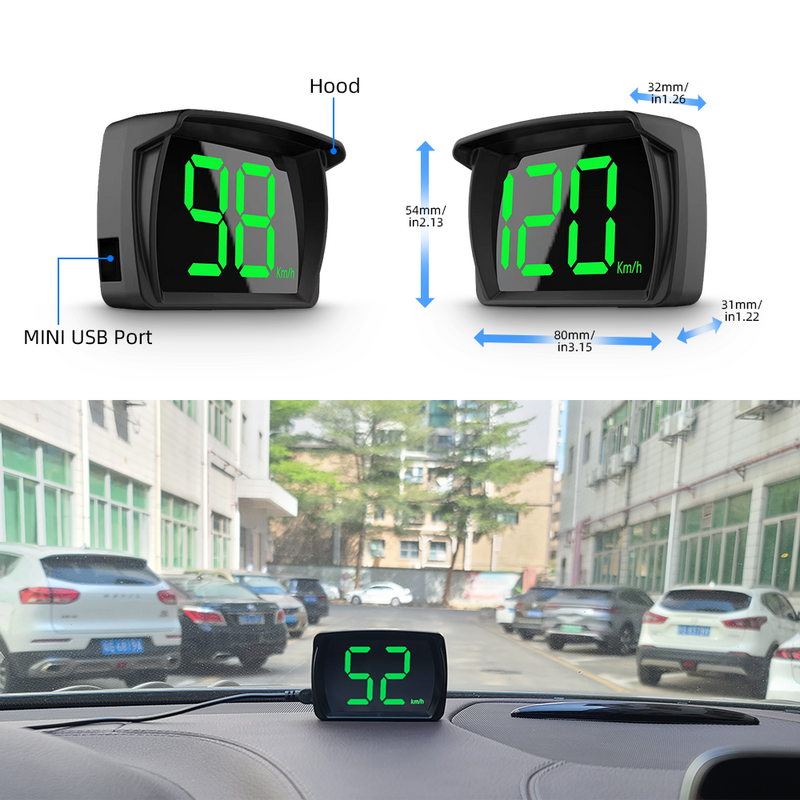 Wying gps kmh mph hud digital velocímetro cabeça up display eletrônico do carro acessórios fonte grande velocidade para todos os carros