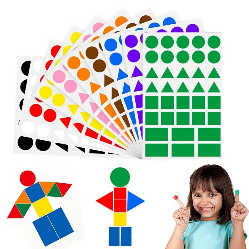 360-1080pcs Colored Triangles Rectangular Dot Stickers for Kids Student DIY Jigsaw Puzzle Geometry Stickers Scrapbook Labels