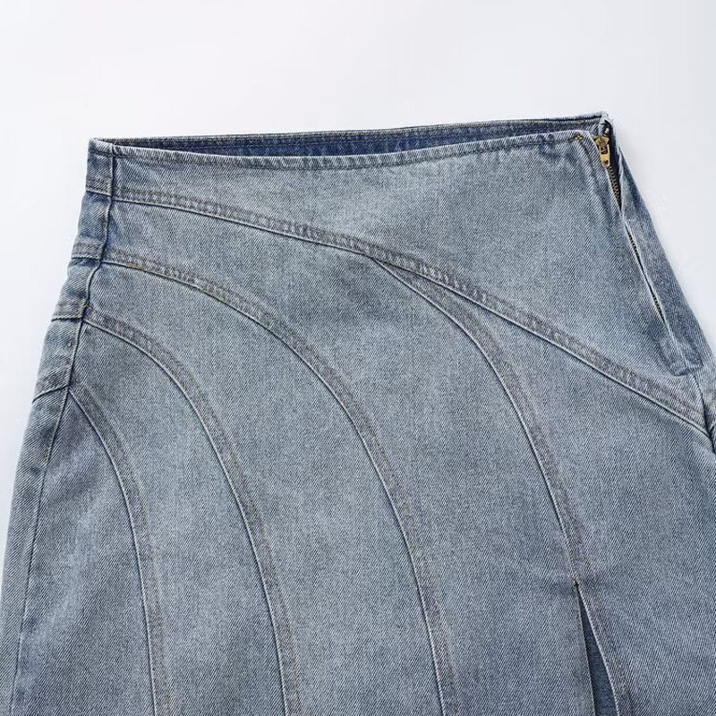 Neuer lässiger Langarm-Jeans rock für Damen