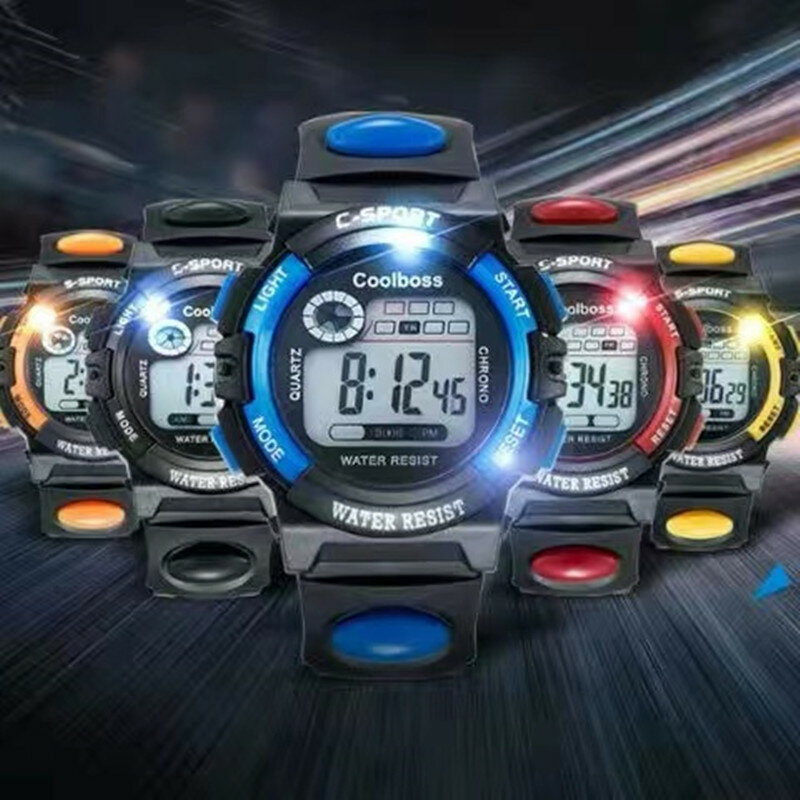 Детские электронные часы, Детские Водонепроницаемые светодиодные цифровые спортивные часы для мальчиков и девочек, креативные светящиеся часы с будильником, подарок