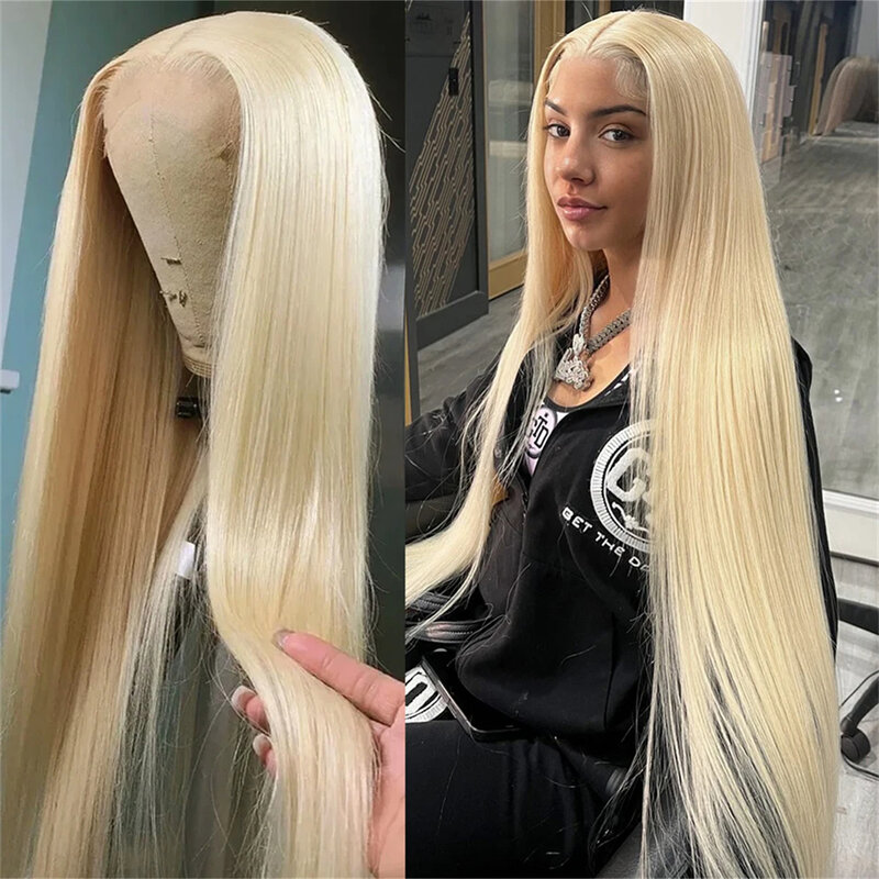 Perruque Lace Front Wig naturelle brésilienne lisse-Sophia, couleur miel blond 613, 13x6, 36 pouces, transparent HD