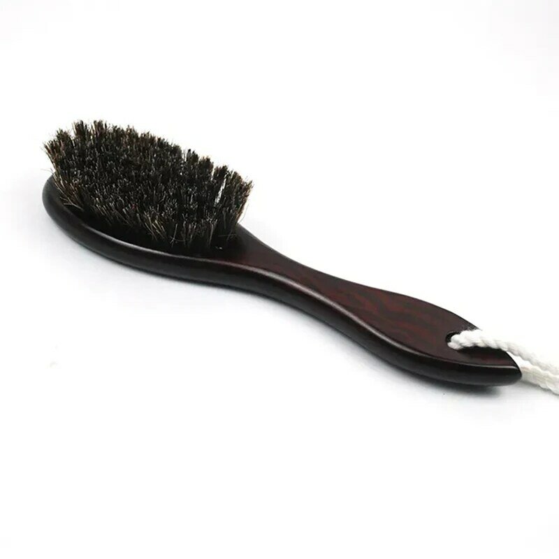 Brosse à barbe en poils de cheval avec manche en bois, peigne de coiffure, outils de rasage, livres de barbier, anti-leges, 360 Wave
