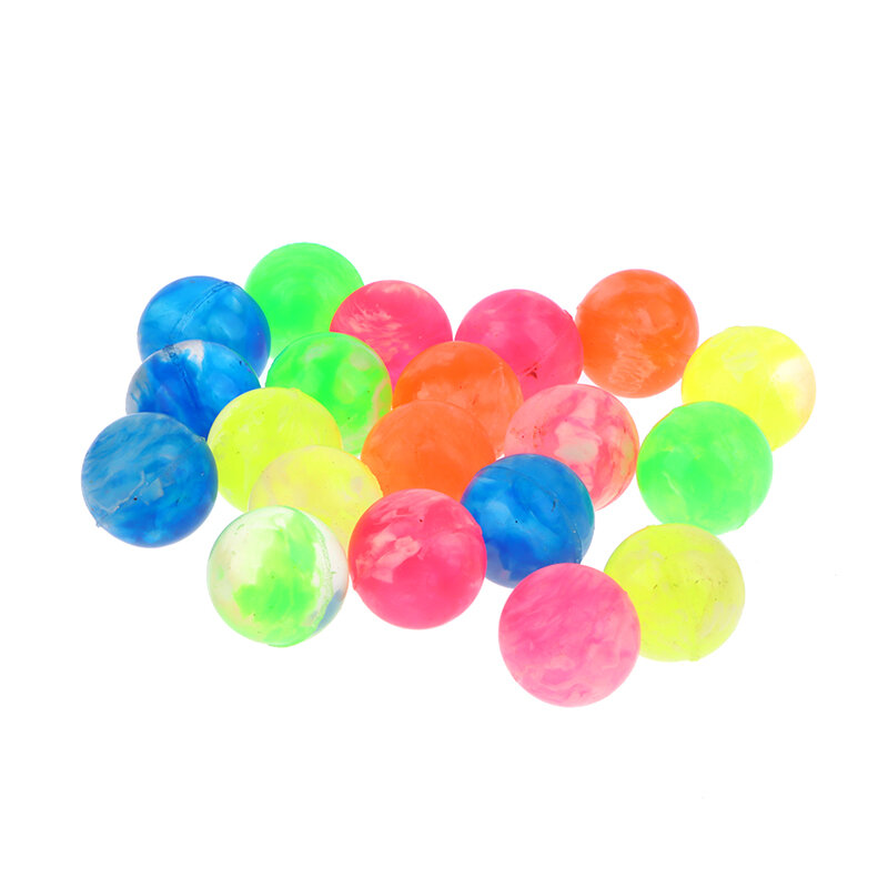 Mainan bola pantul untuk anak-anak, 20 buah/lot karet 20mm awan goyang bola lucu bola pantul Mini Neon Swirl bola mainan olahraga