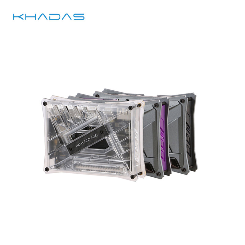 Khadas-funda DIY para VIMs SBC Series, (rojo/morado/transparente con placa de Metal)