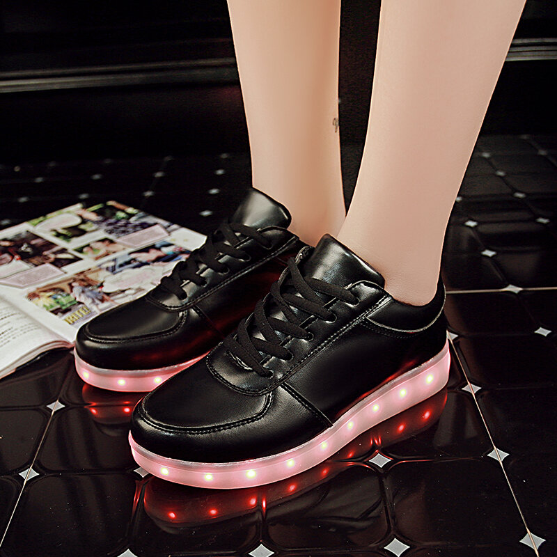 EUR 31-46 Luminous Sneakers USB Charge Led Children Shoes Boy Girl Men Women Glowing Tennis Kids Light up Shoes