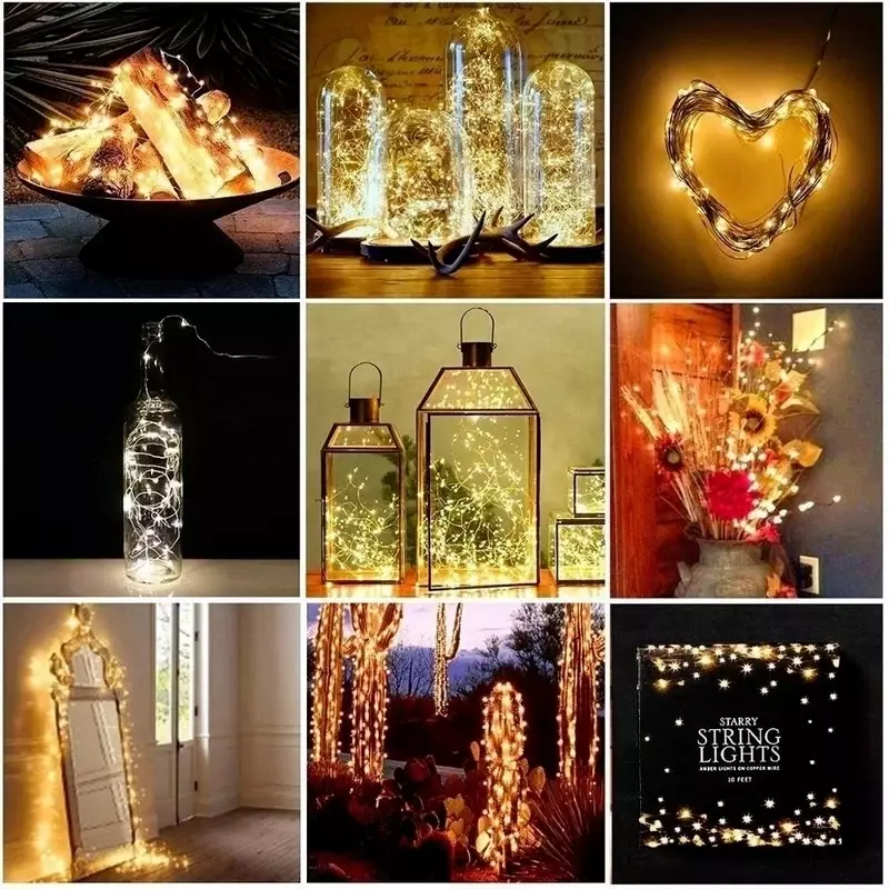 Mini lumière féerique étanche à piles CR2032, lumière de noël, fil de cuivre, pour mariage, fête