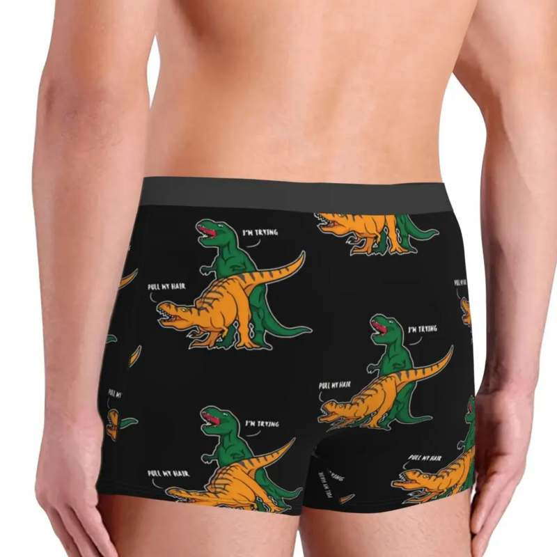 Cuecas de dinossauro boxer masculinas, roupa interior altamente respirável, shorts sexy, ideia de presente, T-Rex, alta qualidade