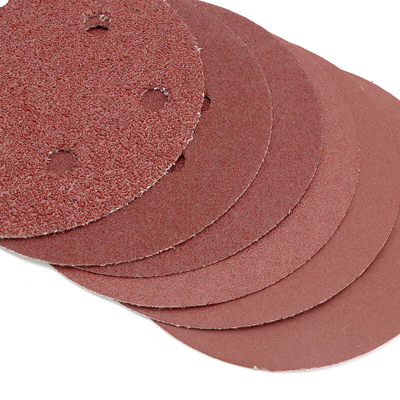 Round Sanding Discs Sanding Sandpaper Set 10pcs Tools 125mm 8 Hole Aluminum Oxide Discs Grit 40-2000# Hook & Loop