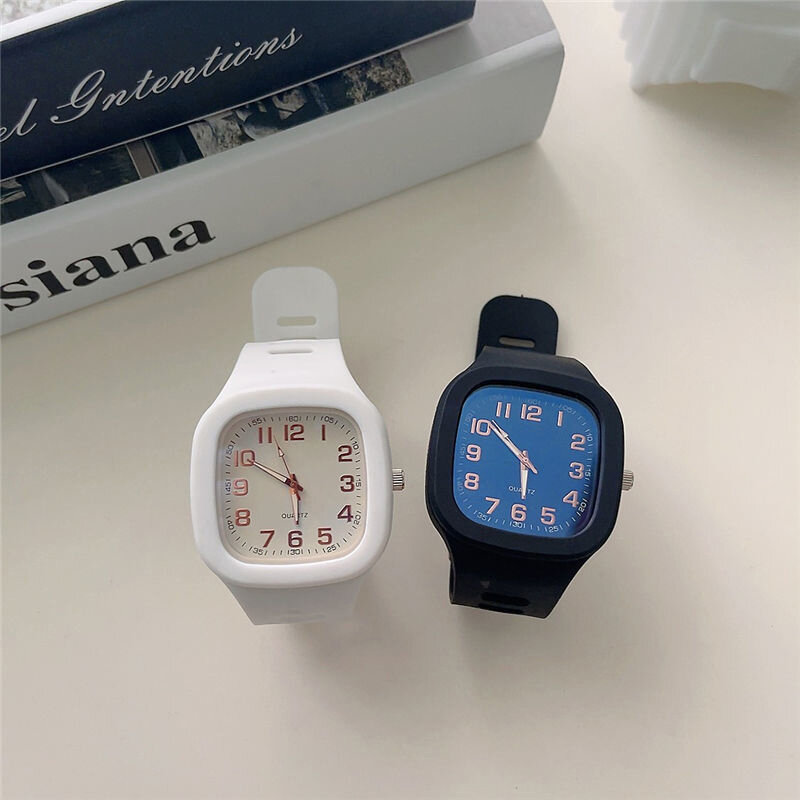 Student Square Watch Korean Fashion Women's Watch Digital Pointer Watch Ladies Silicone Watches
