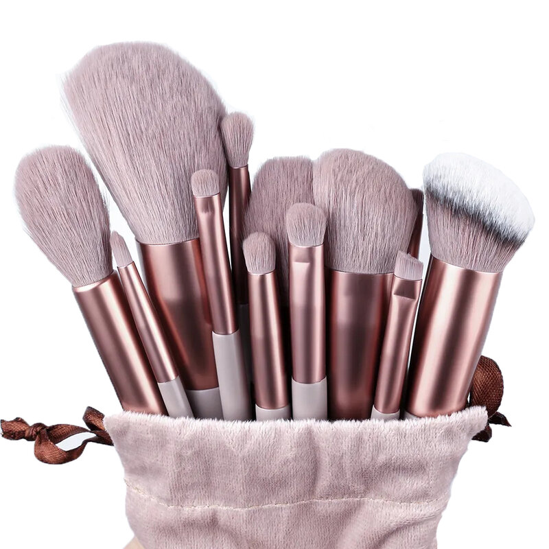 Soft Fluffy Maquiagem Brushes Set, cosméticos, Fundação, Blush, pó, sombra, Kabuki, mistura, ferramenta de beleza, 13pcs