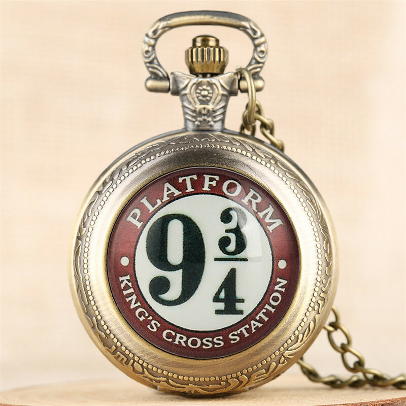 빈티지 영화 익스텐션 킹스 크로스 런던 9 3/4 플랫폼 쿼츠 포켓 시계 = 목걸이 펜던트 시계, Reloj 기념일 선물