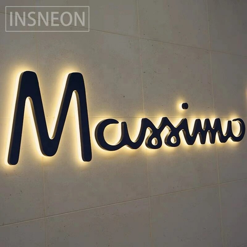 3D Индивидуальный металлическая светодиодный знак с логотипом из нержавеющей подсветка наружный рекламы вывесок