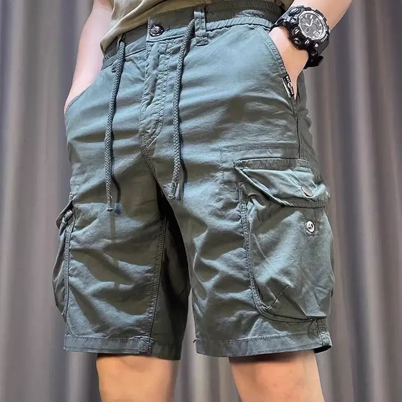 Calções de Harajuku masculino solto com zíper, calça Harajuku, cordão, confortável, elegante roupa masculina, bonita