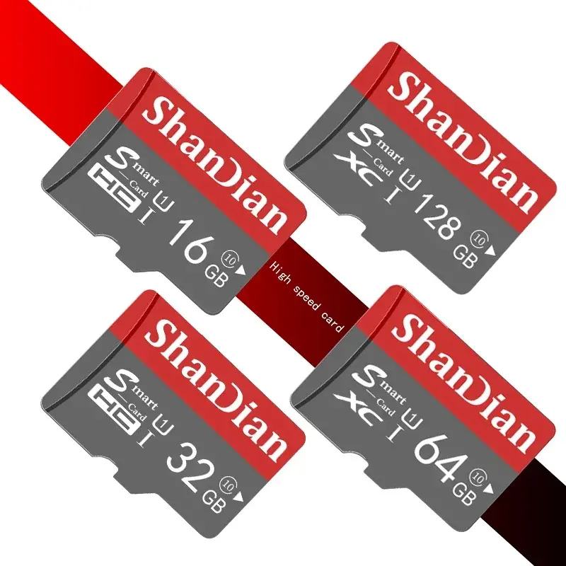 SHANDIAN 100% 오리지널 메모리 카드, 클래스 10 UHS-1 플래시 카드, 휴대폰 및 PC 모니터링용 A1 TF SD 카드, 128GB, 64GB, 32GB, 8GB, 5 PCs