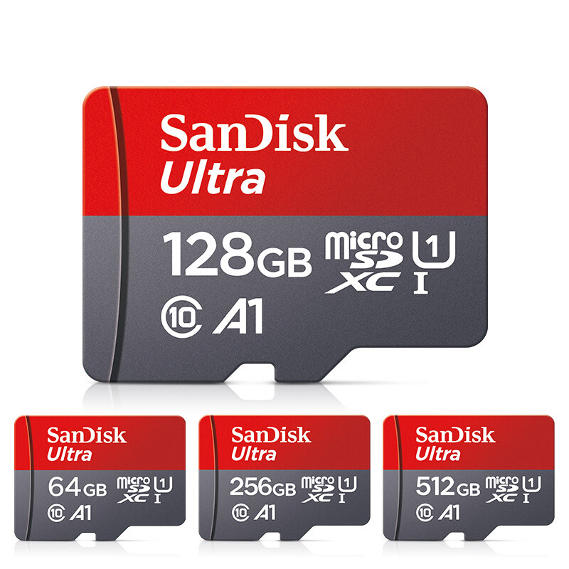 Sandisk-cartão de memória micro sd, classe 10 uhs-1 tf flash para samsung e pc, 100% original, 128gb, 64gb, 32gb, a1