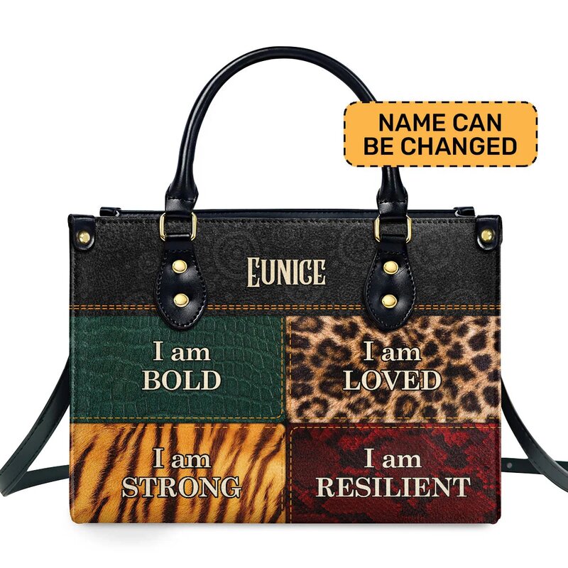 Bolsa de couro personalizada para mulheres, Luxo Cross Body Bag para meninas, alta qualidade, POD, eu amo, AMOR, forte, forte, forte, transporte da gota