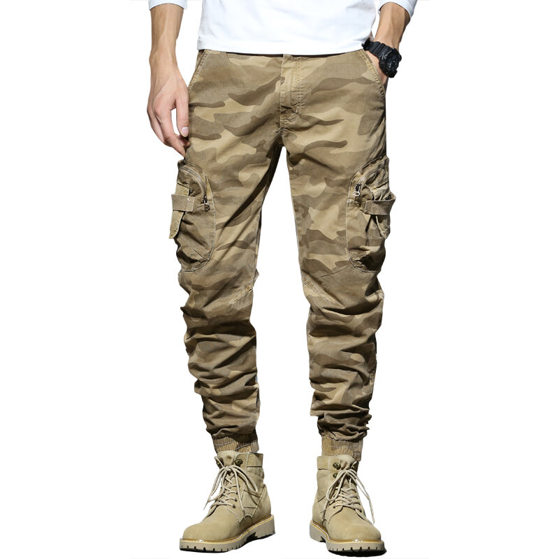 CAAYU Joggers Cargo Pants Men Casual Hiphop MultiPocket Male Trousers Sweatpants Streetwear Tactical Track KhakiCamouflage Pants