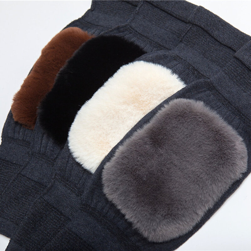 Joelheiras de cashmere para homens e mulheres, lã dupla grossa, protetor de joelho, proteção contra vento e frio, idosos, mais quente, 2 peças