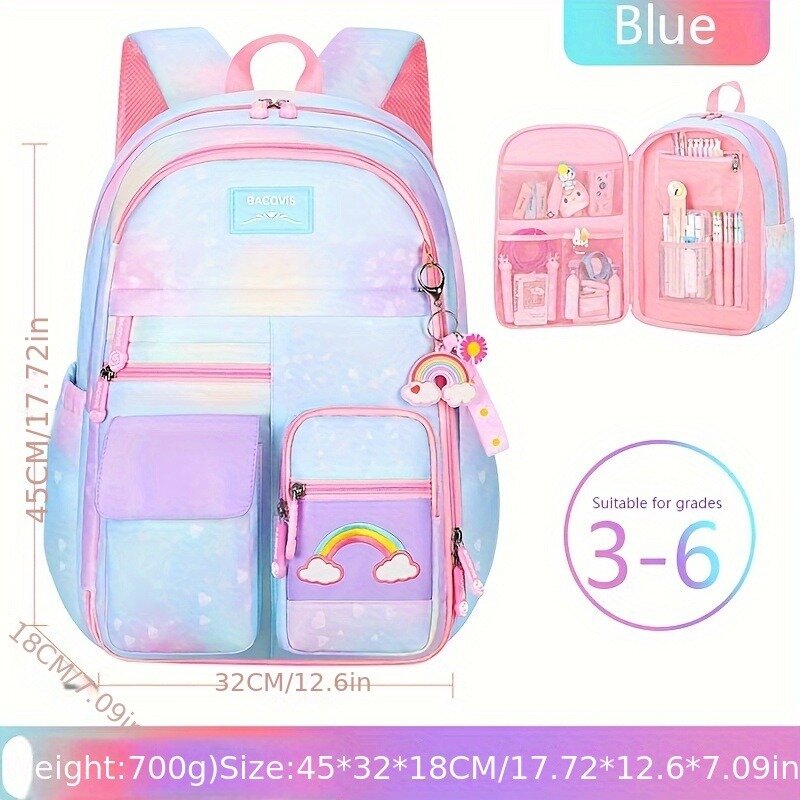 Mochila de nylon da escola primária, mochila infantil fofa, escolha ideal para presentes, bolsa universal rosa para menina, nova, 1pc