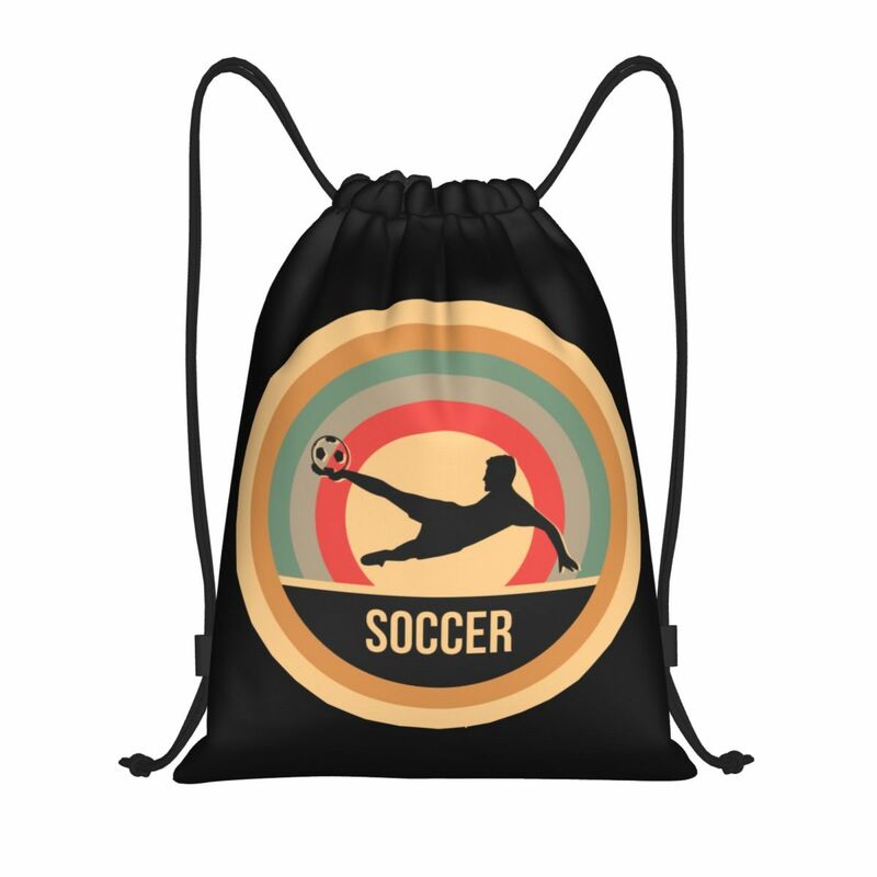 Vintage Soccer Drawstring Bags para jogadores de futebol, dobrável Sports Gym Sackpack, compras mochilas, presente para homens e mulheres