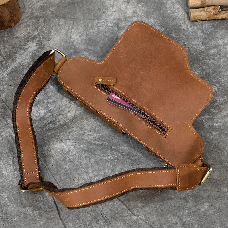 Men's Genuine Leather Waist Bag Cigarette Case Bag Real Leather Waist Pack Casual Messenger Bag For Phone Wallet Chest Bag