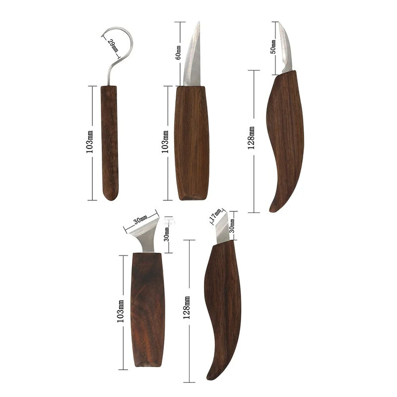 Kit ukiran kayu, 8 buah alat ukir kayu Set pisau ukiran tangan dengan jarum File sendok kayu Kit ukiran untuk pemula pemutih
