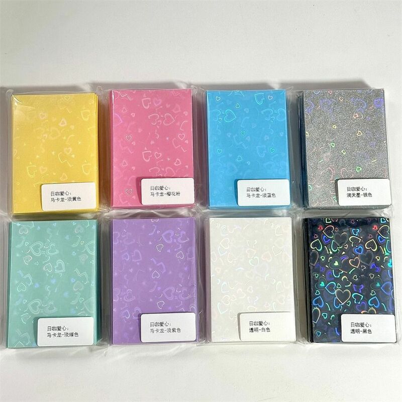 Heart Bling Kpop Card Sleeves Card Holder Flat Mouth Photocard Films Transparent Love Heart Cards Protector Idol Cards