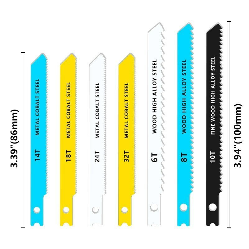 U Shank Jig Saw Blades 68/100mm T6-T32 Assorted Metal/Wood Steel Jigsaw Blades for Cutting Tools 
