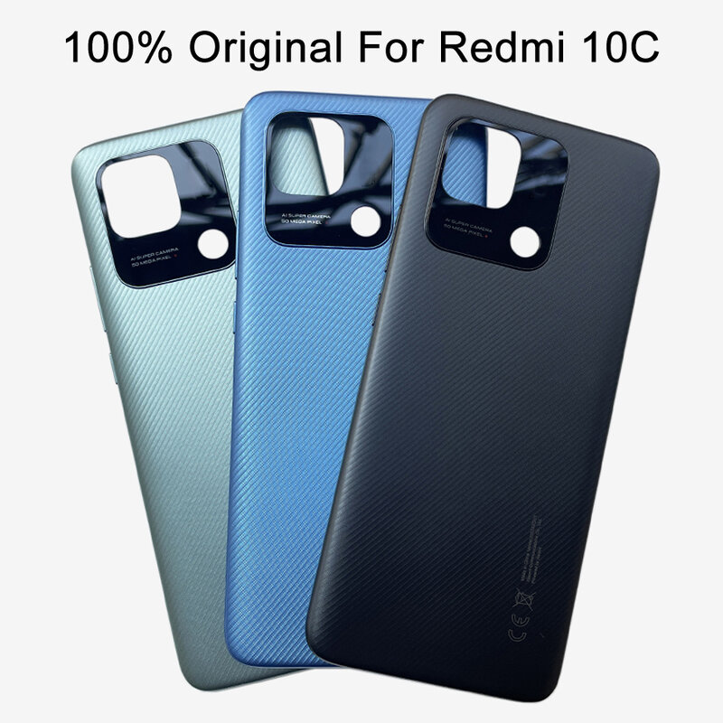 Originele Nieuwe Voor Xiaomi Redmi 10C Batterij Cover Panel Achterdeur Behuizing Case Vervangende Onderdelen Voor Redmi 10C Batterij Cover