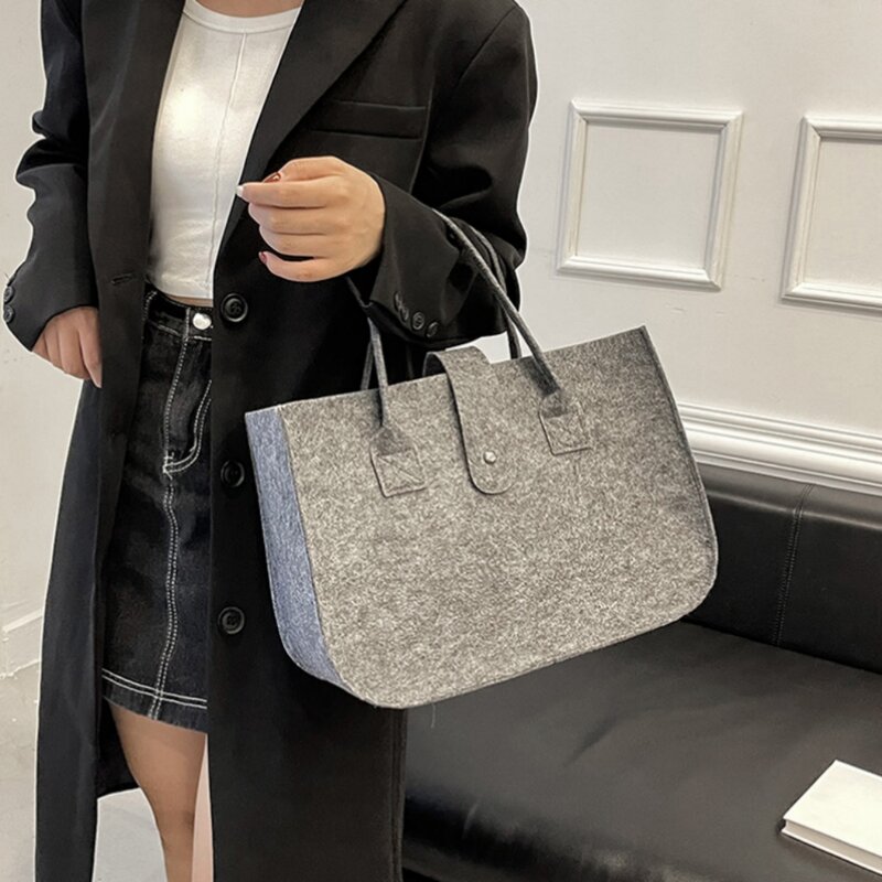 Tas tangan Fashion musim dingin tas bahu warna Solid kapasitas besar tas Tote serbaguna untuk perjalanan dan belanja tas wanita grosir
