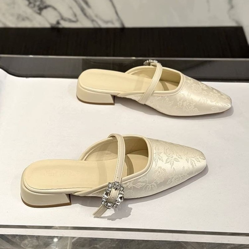 Designer primavera estate donna muli pantofole moda elegante Slip On Singbacks diapositive scarpe donna Comfort Dress Flats Sandalias