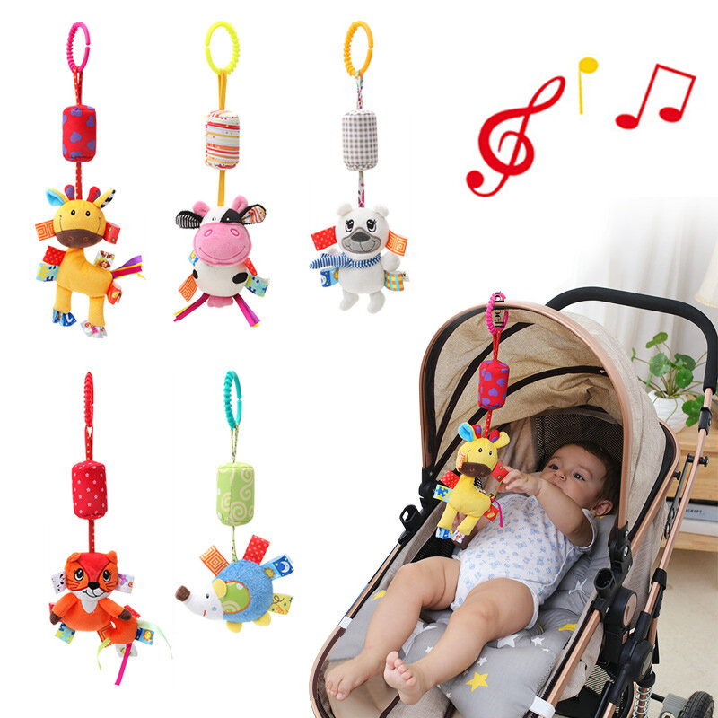 Soft Animal Handbells Rattles Plush Infant Baby Development Handle Toys WIth Teether Baby Toy for 0-12 Months Newborn Gifts
