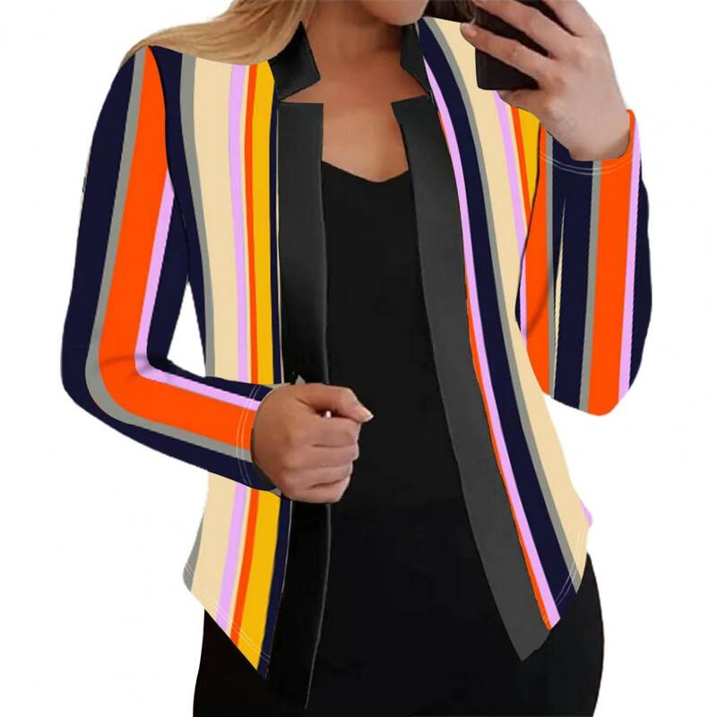 Women Lightweight Coat Chic Women's Colorblock Lapel Versatile Autumn Winter Jacket for Casual Office Wear Lightweight
