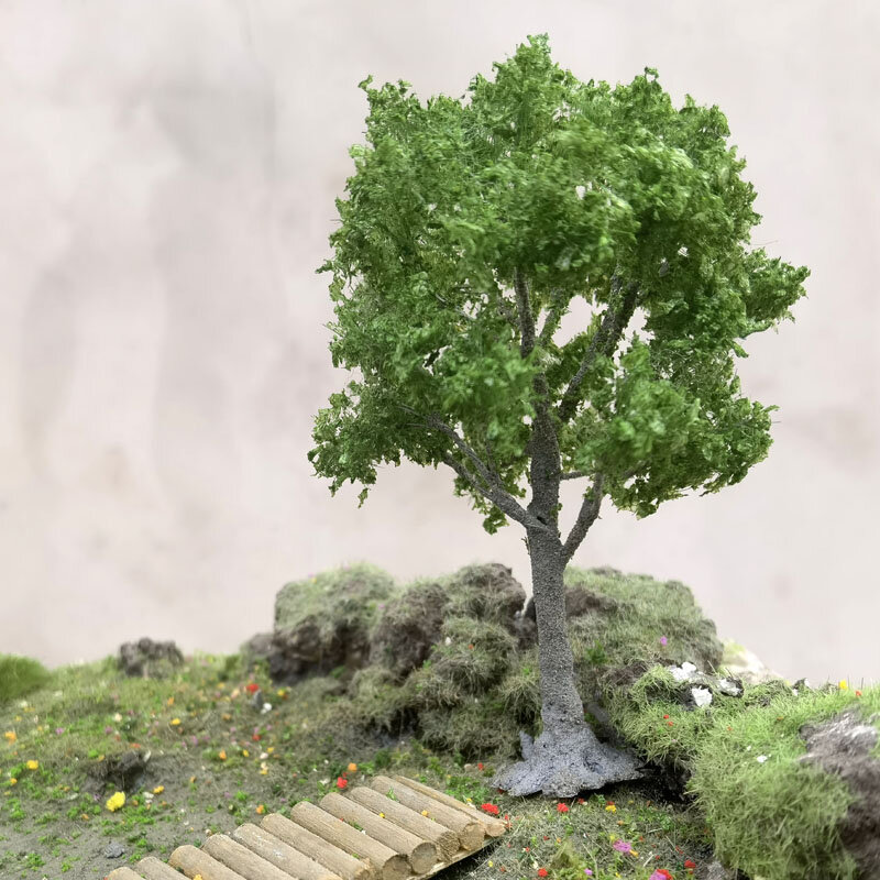 ワイヤーツリーモデルミニチュア風景、緑の木の装飾、山の砂のテーブル、DIY素材スケール、電車鉄道レイアウト、12cm