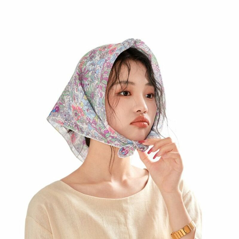 Accessories Collocation Clothing Accessories Weave Hair Decorate Female Printed Scarf Square Scarf Hair Band Flower Silk Scarf
