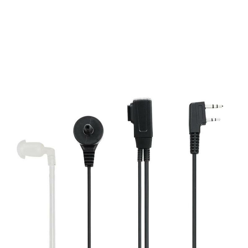 Headset MIC PTT 2 Pin, Earphone mikrofon tabung udara akustik untuk EMF Anti radiasi Walkie Talkie Radio