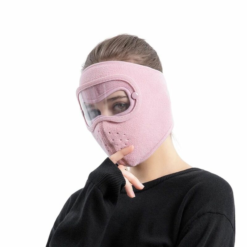 女性用フリースイヤーマフ付き熱防風スキーマスク、通気性のあるフェイスシールド、ウールフェイスマスク