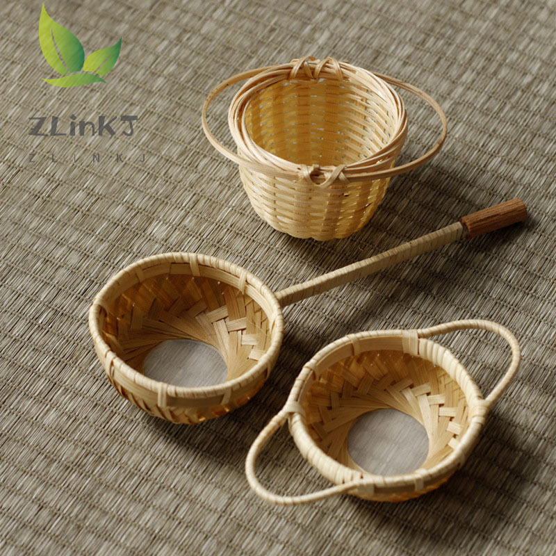 Filtri per il tè in bambù utensili per la cerimonia del tè decorazioni per la tavola utensili da cucina in Rattan giapponese foglie di tè accessori per imbuto