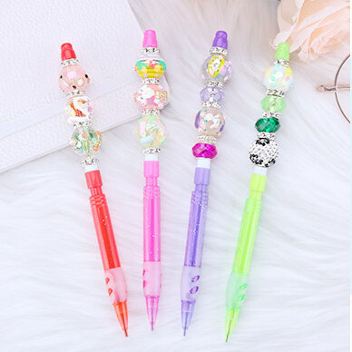 18Pcs DIY Beaded Pencil for Students Non Sharpening Pencil 0.5 Non Refilling Beadable Automatic Cute Writing Pencil Wholesale