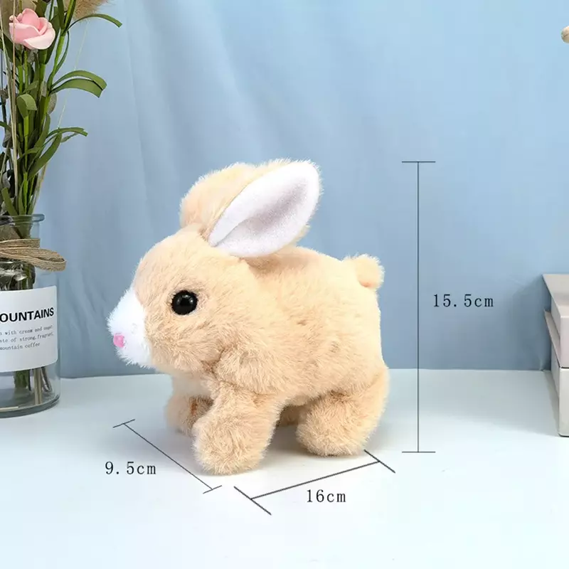 봉제 전기 토끼 시뮬레이션 전자 애완 동물 장난감, 소리 나는 귀 흔들리는 긴 머리 토끼, 어린이 선물