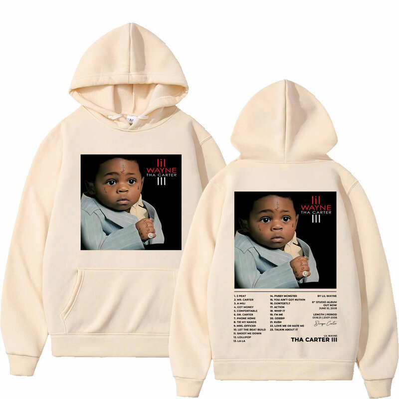Hot Rapper Lil Wayne Double Sided Album Graphic Hoodie Trend Hip Hop Rap Hooded Sweatshirt Unisex High Quality Fashion Pullovers