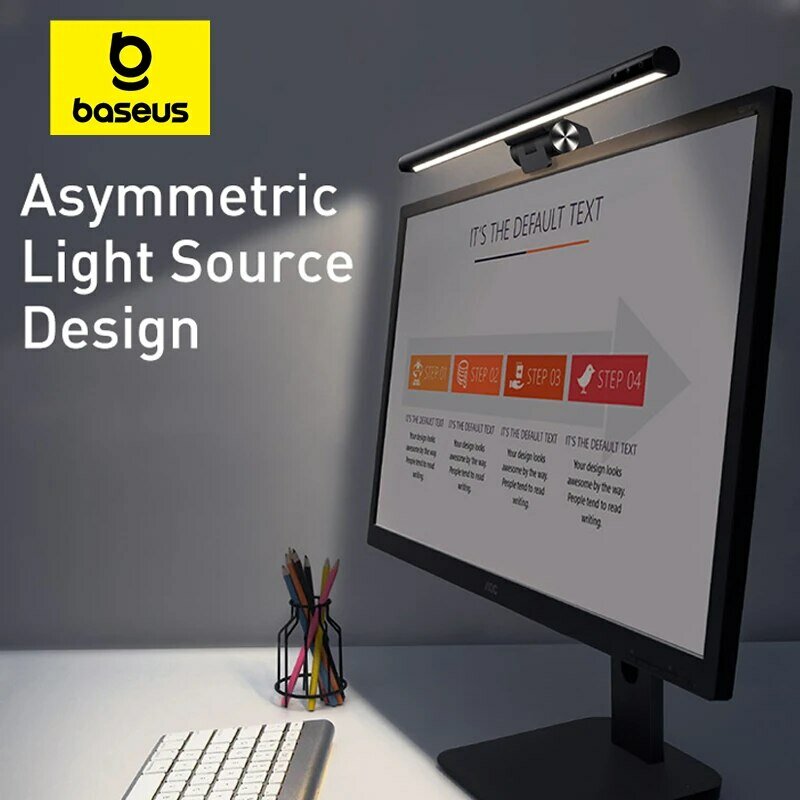 Baseus-Lámpara LED de escritorio para PC, ordenador portátil, barra de luz colgante, lámpara de mesa con Monitor LCD, luz USB para lectura y estudio