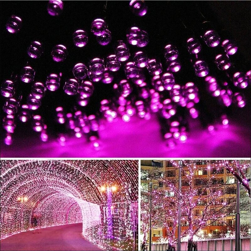 8Colors Outdoor Solar Light Garden Warm/Purple/RGB LED Strip String Fairy Lights Solar Lamp Waterproof Garland Christmas Decor