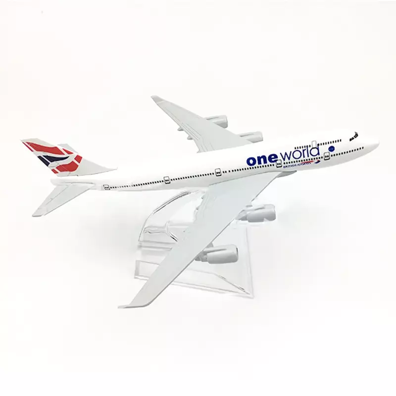 Aereo in lega in scala 1/400 B747 gran bretagna One World 16cm aereo Boeing 747 modello giocattoli decorazione collezione regalo per bambini
