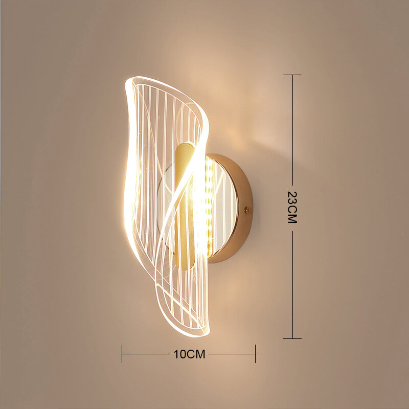 Acryl Led Wandlampen Voor Woonkamer Slaapkamer Bed Wandlamp Foyer Entree Gang Goud Interieur Versieren Blaker Lamp
