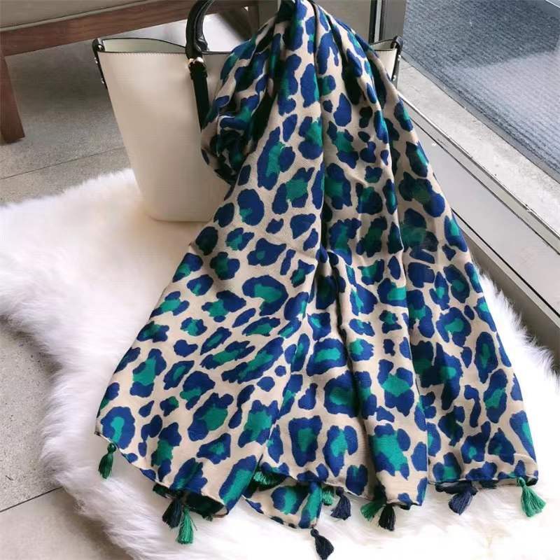 Bufanda larga de leopardo salvaje para mujer, chal de marca de diseñador, de lujo, color gris, marrón, a la moda, 2022