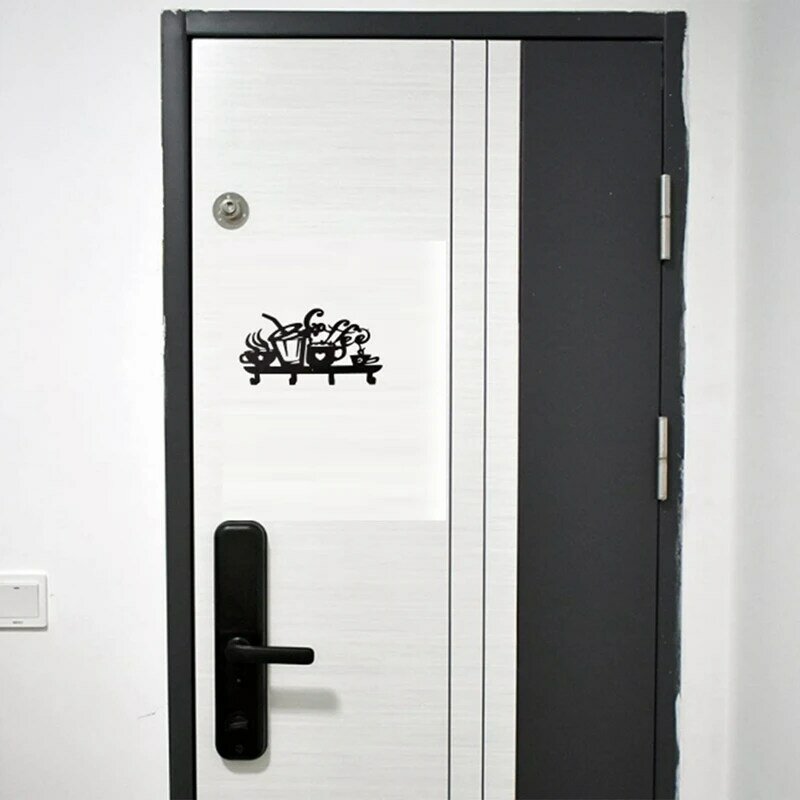 Tempat kunci untuk dinding, 4 kait, pengatur kunci dekoratif, gantungan rak logam untuk pintu depan, Dapur, garasi, rumah toko