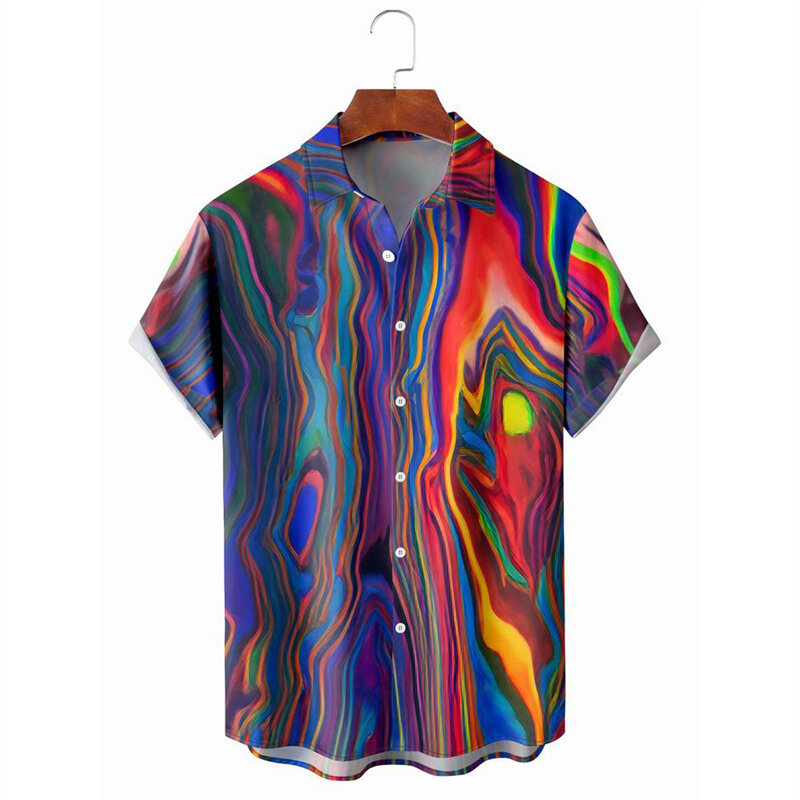 Camisas de praia havaianas gradiente masculina, lapela extragrande, roupa social de rua, festa, feriado, verão, 4XL, 2024
